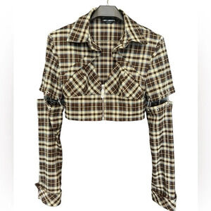 Liny Liberty deconstructed plaid crop jacket  size L in mint condition